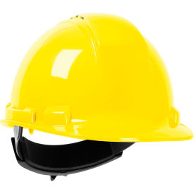 Whistler Cap Style Hard Hat HDPE Shell, Vented 4-Pt Textile Suspension, Ratchet Adjustment, Yellow