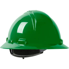 Pip Industries 280-HP641RV-04 Kilimanjaro Full Brim Hard Hat HDPE Shell, Vented, 4-Pt Suspension, Ratchet Adjustment, Green image.