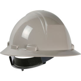 Kilimanjaro Type II Full Brim Hard Hat HDPE Shell, 4-Pt Textile Suspension, Ratchet Adjustment, Gray