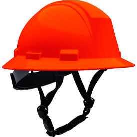 Full Brim Safety Helmet, 4-Point Textile, Non-Vented, Hi-Vis Orange view 2
