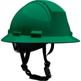 Full Brim Safety Helmet, 4-Point Textile, Vented, Dark Green view 2