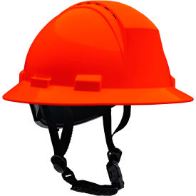 Full Brim Safety Helmet, 4-Point Textile, Vented, Hi-Vis Orange view 2