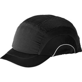HardCap A1+ Baseball Style Bump Cap HDPE Protective Liner W/Adjustable Back, Short Brim, Black