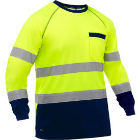 Men's Long Sleeve Shirt with Navy Bottom, Class 3, 5XL, Hi-Vis Yellow view 2