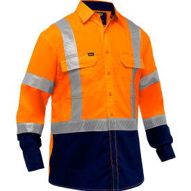 Men's Long Sleeve Work Shirt with X-Airflow and Navy Bottom, L, Hi-Vis Orange view 2