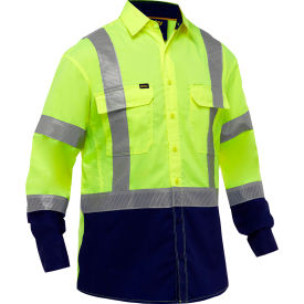Men's Long Sleeve Work Shirt with X-Airflow and Navy Bottom, L, Hi-Vis Yellow view 2