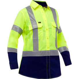 Pip Industries 313W6491H-YN/L Pip Global Bisley® Airflow™ Womens Long Sleeve Shirt, Class 2, L, Hi-Vis Yellow/Navy image.