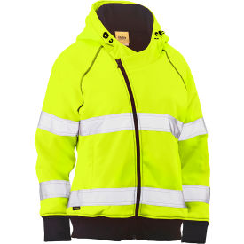 Pip Industries 323W6819T-YEL/2XL Bisley® Womens Contoured Full Zip Hooded Sweatshirt, Class 3, 2XL, Hi-Vis Yellow image.