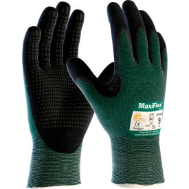Pip Industries 34-8443/L MaxiFlex Cut Seamless Knit Engineered Yarn Glove Nitrile Coated MicroFoam Grip, Large, Green, 12PR image.