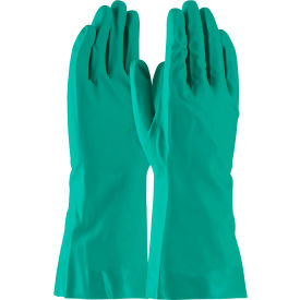 Pip Industries 50-N160G/XL PIP Flock Lined Unsupported Nitrile Gloves, 15 Mil, Green, XL image.