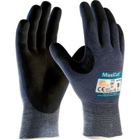 Pip Industries 44-3745/S MaxiCut Ultra Seamless Knit Engineered Yarn Glove Nitrile Coated MicroFoam Grip, S, Blue, 12 Pair image.