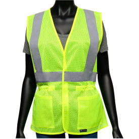 Pip Industries 47207/LXL Viz-Up™ Contoured Mesh Vest w/ Adjustable Waist, L/XL, Hi-Vis Yellow image.