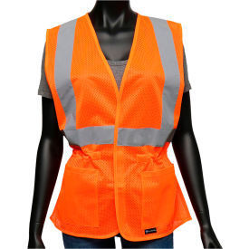 Pip Industries 47208/LXL Viz-Up™ Contoured Mesh Vest w/ Adjustable Waist, L/XL, Hi-Vis Orange image.