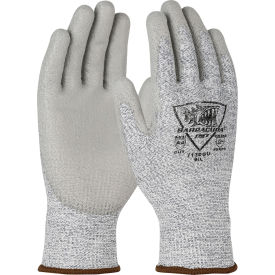 Pip Industries 713DGU/L Barracuda Seamless Knit HPPE Blended Glove Polyurethane Coated Flat Grip, Large, Gray, 12 Pairs image.
