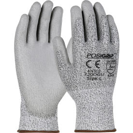 Pip Industries 720DGU/L PosiGrip Seamless Knit HPPE Blended Glove Polyurethane Coated Flat Grip, Large, Salt & Pepper, 12PR image.