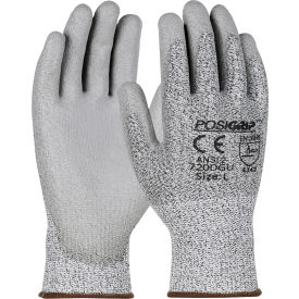 Pip Industries 720DGU/S PosiGrip Seamless Knit HPPE Blended Glove Polyurethane Coated Flat Grip, Small, Salt & Pepper, 12PR image.