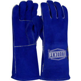 Pip Industries 946/2XL Ironcat® Split Cowhide Leather Welders Glove, Para-Aramid Liner, Straight Cuff, Blue, 2XL image.