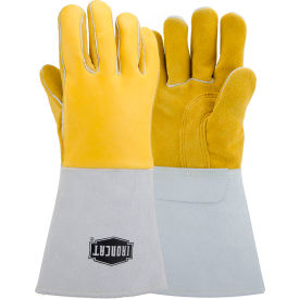 Pip Industries 9060/XL Ironcat Top Grain Elk Welding Gloves, Gold, XL, All Leather image.