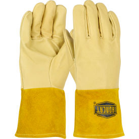 Pip Industries 6021/M Ironcat Heavyweight Top Grain Pigskin MIG Welding Gloves, Natural, Medium, All Leather image.