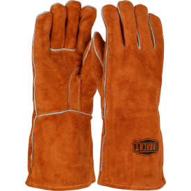 Pip Industries 9020/L Ironcat Select Shoulder Split Cowhide Welding Gloves, Brown, Large, All Leather image.