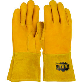 Pip Industries 6030/L Ironcat Insulated Top Grain Reverse Deerskin MIG Welding Gloves, Gold, Large, All Leather image.