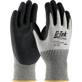 Pip Industries 16-350/S PIP G-Tek® CR Nitrile Grip Gloves W/ Salt/Pepper HPPE/Glass Liner, Black Palm, S, 12 Pairs image.