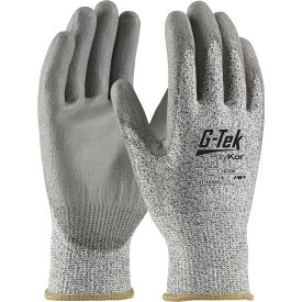 Pip Industries 16-530/L PIP G-Tek® CR Polyurethane Salt & Pepper Grip Gloves with HPPE Liner, Gray, L, 12 Pairs image.
