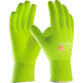 Pip Industries 34-874FY/M PIP® 34-874FY/M MaxiFlex® Ultimate™ Hi-Vis Nylon/Lycra Glove Nitrile Coated  Medium image.