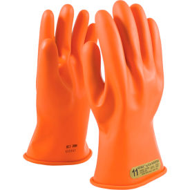 Pip Industries 147-00-11/9 PIP Electrical Rated Gloves, 11"L, Unlined, Smooth Finish, Beaded, Orange, Class 00, Size 9 image.