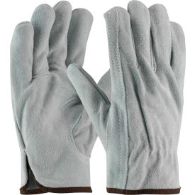 Pip Industries 69-189/M PIP Split Cowhide Drivers Gloves, Premium Grade, Keystone Thumb, Gray, M image.