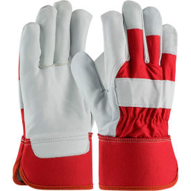 Pip Industries 87-1944/L PIP Top Grain Goatskin Leather Palm Gloves, Premium Grade, Gunn Pattern, Red, L image.