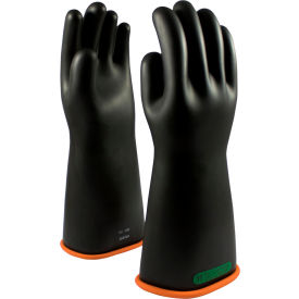 Pip Industries 155-3-16/10 PIP Electrical Rated Gloves, Two Tone, Black W/Orange Inner Color, Rolled Cuff, Class 3, 16"L, SZ 10 image.