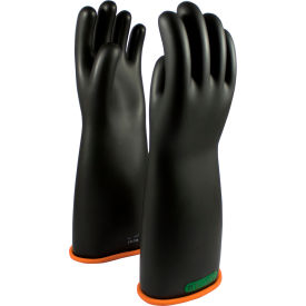 Pip Industries 155-3-18/10 PIP Electrical Rated Gloves, Two Tone, Black W/Orange Inner Color, Rolled Cuff, Class 3, 18"L, SZ 10 image.