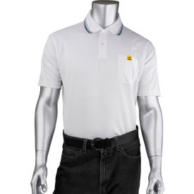 Men's Short Sleeve ESD Polo Shirt, M, White view 2
