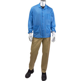 Short ESD Sheer Labcoat with Knit Cuff, S, Nasa Blue view 2