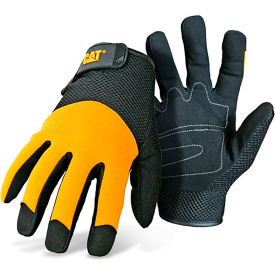 Pip Industries CAT012215L CAT® Padded Palm Utility Gloves, Large, Yellow image.