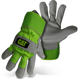 Pip Industries CAT013103L CAT® High Visibility Pigskin Leather Palm Gloves, Large, Gray image.