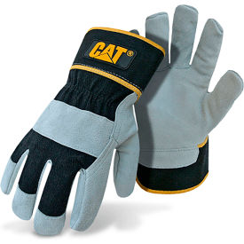Pip Industries CAT013201L CAT® Cowhide Split Leather Palm Gloves, Large, Gray image.