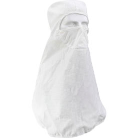 Cleanroom Hood with Built-In Face Mask, Pull Over, S, White view 2