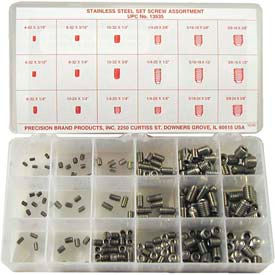 Precision Brand Products 13935 220 Piece Stainless Steel Set Screw Assortment - Made In USA image.