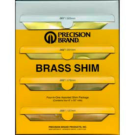 Precision Brand Products 17560 4 Piece Brass Shim Stock Assortment 6" x 50" Rolls image.