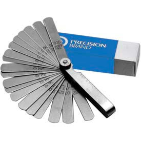 Precision Brand Products 19821 25 Piece Steel Feeler Gauge Fan Blade Assortment 1/2" X 3" Rounded Blades image.