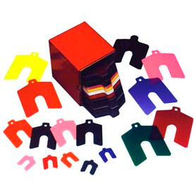 Precision Brand Products 42113 1" x 1" x 0.030" Coral, Plastic Color Coded Slotted Shim (Pack of 20) - Made In USA image.
