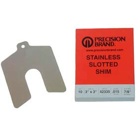 Precision Brand Products 42205 2" x 2" x 0.001" Stainless Steel Slotted Shim (Pack of 20) - Made In USA image.