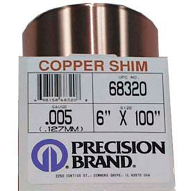 Precision Brand Products 68395 0.008" Copper Shim Stock 6" x 100" Roll image.
