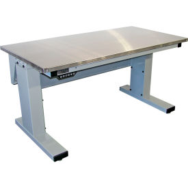 Pro-Line Millennium II Electric Adjustable Height Workbench 60 x 30" SS Eased Edge Light Gray 