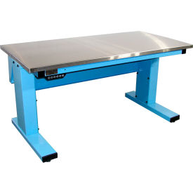 Pro-Line Millennium II Electric Adjustable Height Workbench 60 x 30" SS Eased Edge Light Blue 