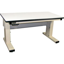 Pro-Line Millennium II 72 x 30 Electric Adj. Height Workbench ESD Laminate T-Mold Edge Light Beige 