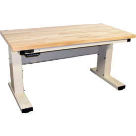 Millennium II Electric Adjustable Height Workbench, 72 x 30", Maple Eased Edge, Light Beige view 2