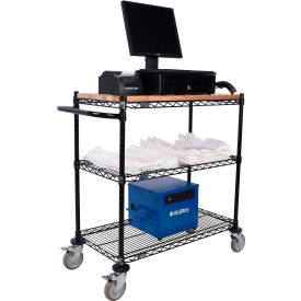 Nexel® Black Epoxy 3 Tier Mobile Sales Unit Power 36""W x 18""D x 40""H